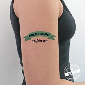 Tattoo Junggesellenabschied mit Namen der Braut, Klebetattoo JGA, Temporäre Tattoos personalisiert, Tattoo Hochzeit, Team Bride Braut