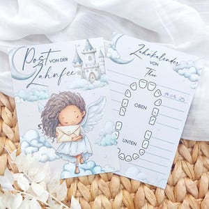 Zahnfee Kartenset | Brief von der Zahnfee und Zahnkalender zum Eintragen | personalisiert mit Namen | Post von der Zahnfee | Idee für Kinder