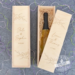 Weinkiste Hochzeit graviert, personalisierte Weinbox mit Deckel, Geschenkbox mit Gravur, Holzbox, Verpackung Wein, Hochzeitsgeschenk