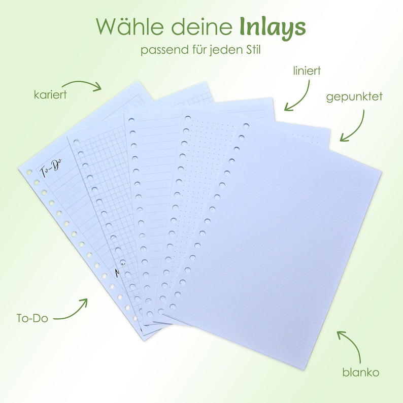 Notizbuch mit Spiralbindung, personalisiert mit Spruch und Namen, A5 Notizbuch Inlays wählbar liniert, kariert, To-Do's, blanko, gepunktet
