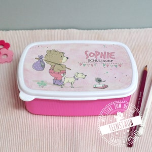 Brotdose für Kinder mit Namen personalisiert - Wanderbär, Frühstücksbox Lunchbox Brotbox, Vesperbox Geschenk zur Einschulung in Schultüte