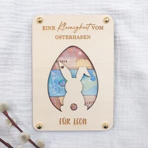 Geld cadeau Paaswensvervuller met naam | gegraveerde geld envelop | Geldverpakking Paascadeau | Houten kaart | Paashaas
