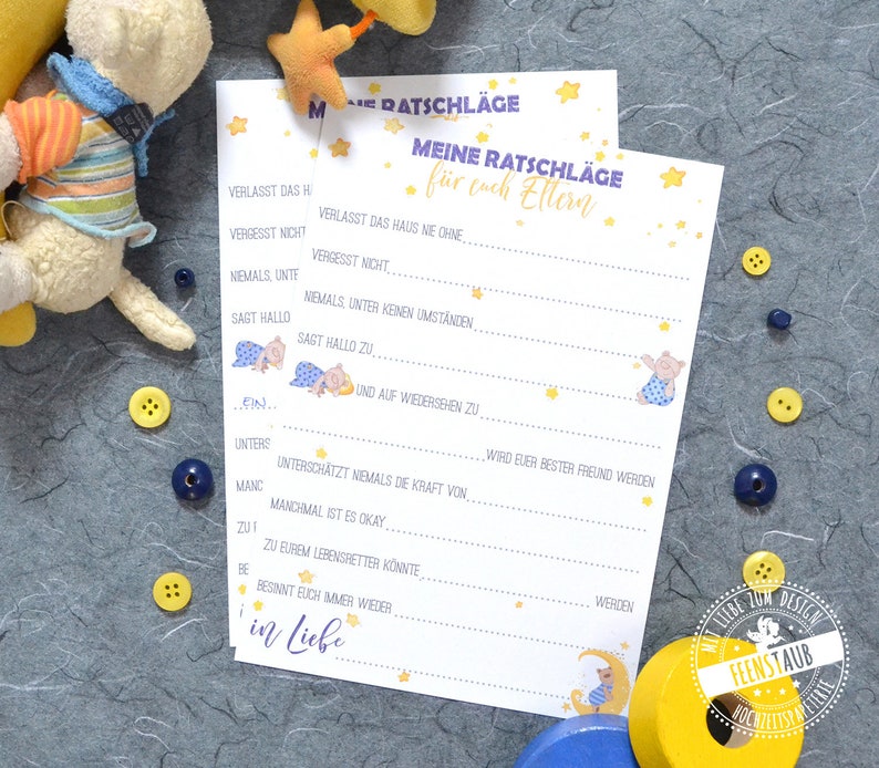 Baby Shower Baby Shower Guestbook Card Advice To Fill Out Etsy