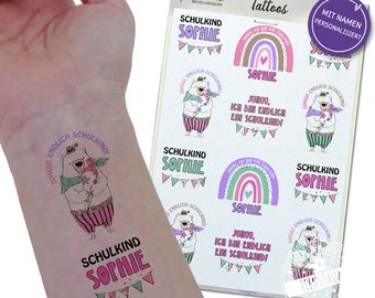 Children's tattoo starting school gift idea, personalized gift, for the school cone, temporary tattoos, transfer tattoo, party bag, starting school