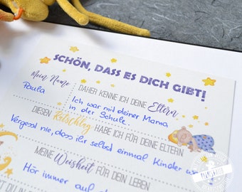FEENSTAUB Zeitkapsel-Karten Für Babys – 20 Karten Zum Ausfüllen Mit Wünschen & Vorhersagen, Geschenk Zur Geburt/Taufe (A5, Recyclingpapier)