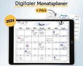 Kalender 2026 | digitaler Monatskalender Planer deutsch | druckbare PDF | Feiertage AT + DE | GoodNotes iPad | inkl. digitaler 144 Sticker
