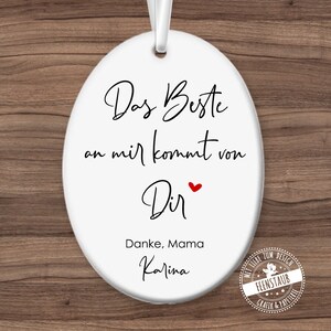 Regalo per la festa della mamma personalizzato con nome - ciondolo in ceramica "La cosa migliore di me viene da te!" Grazie mamma, ciondolo con detto