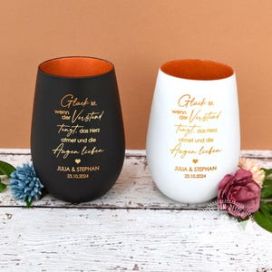 Windlicht personalisiert mit Namen, Teelichthalter Hochzeit, graviertes Windlichtglas mit Spruch und Namen, Hochzeitsdeko, Hochzeitsgeschenk