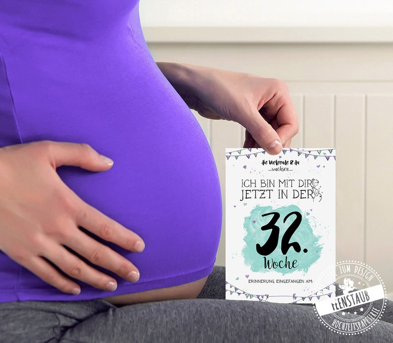 Meilensteinkarten Schwangerschaft auf Deutsch, Milestone Karten als Geschenk zur Schwangerschaft, Schwangerschaftstagebuch Platz für Notizen Bild 1