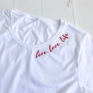 Iron-on patch plot "live.love.life"