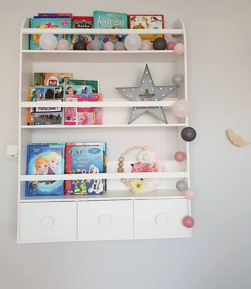 Shelf For Books And Toys With White Wheels Wooden Bookshelf Etsy