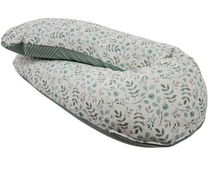 Nursing pillow cuddle pillow or just cover leaves mint by Atelier MiaMia