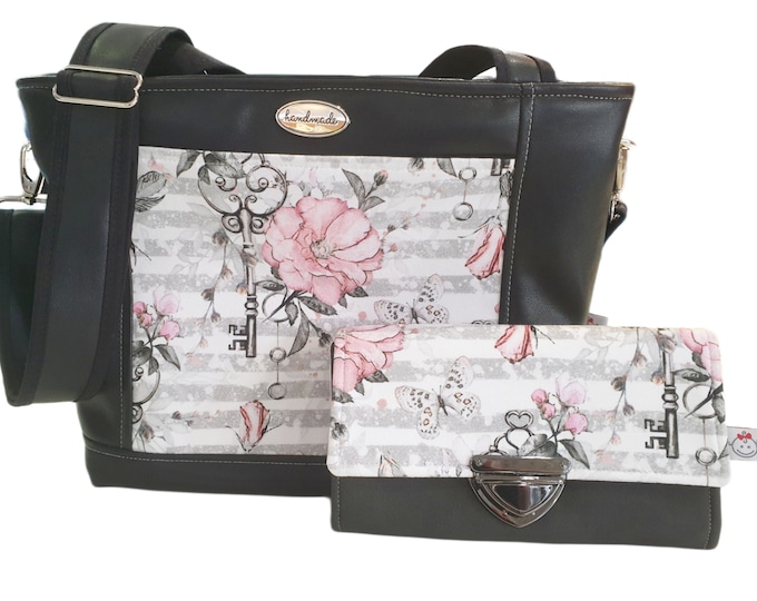 Handbag or set black roses and keys by Atelier MiaMia