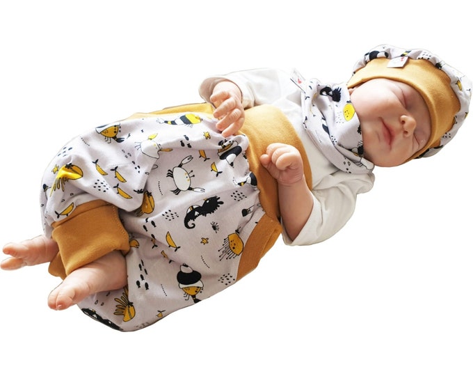 Pump pants individually or in a set baby child designer sea creatures mustard from Atelier MiaMia