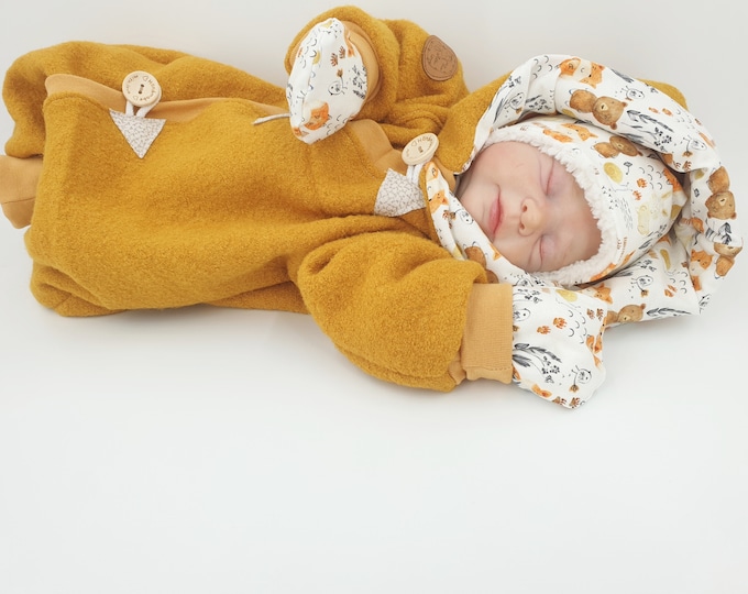 Walkoverall mustard forest animals by Atelier MiaMia