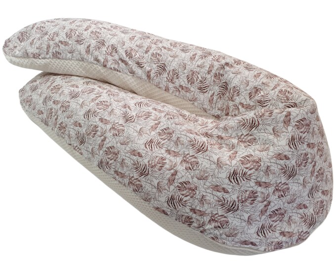 Nursing pillow cuddle pillow or just cover Monstera beige by Atelier MiaMia