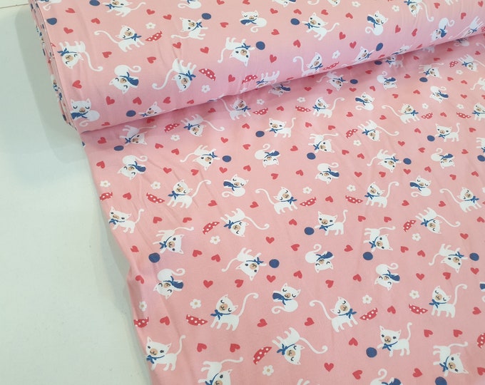 Cotton jersey cats pink from Atelier MiaMia