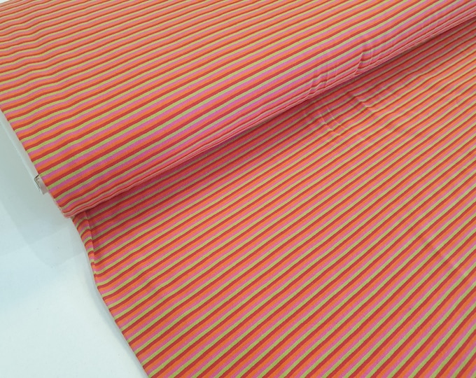 Cotton jersey stripes 4 colors pink red green orange by Atelier MiaMia