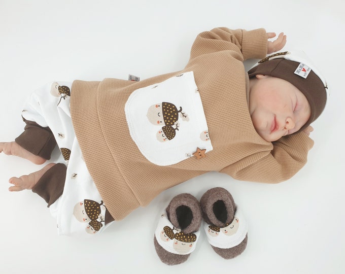 Hoodie, sweater waffle jersey acorns by Atelier MiaMia
