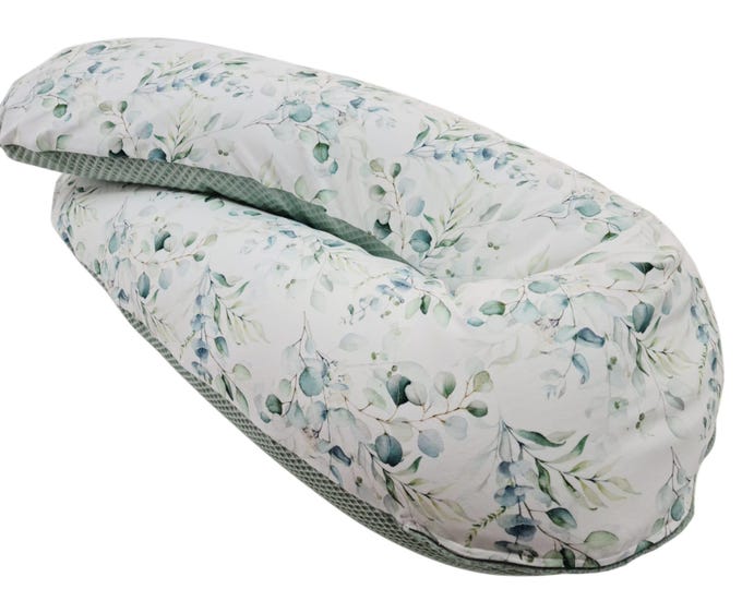 Nursing pillow cuddle pillow or just cover leaves eucalyptus mint by Atelier MiaMia