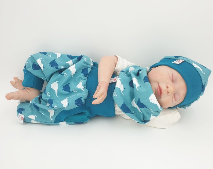 Pump pants individually or in a set baby child designer limited elephant blue by Atelier MiaMia