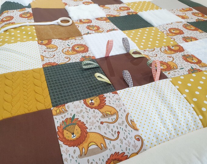 NEW ELEMENTS ***Cuddle and adventure blanket*** // Lion, mustard, olive by Atelier MiaMia