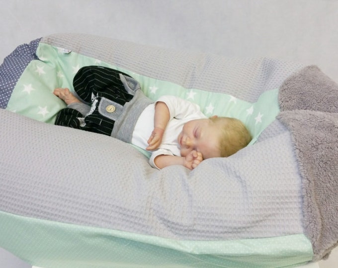 Lounger cushion, children's bean bag mint, waffle piquet 40 from Atelier MiaMia