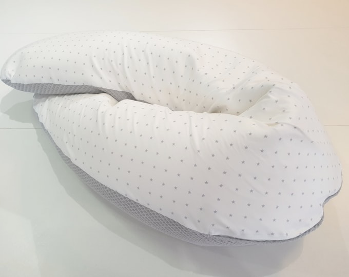 Nursing pillow, cuddly pillow or just cover mini stars gray from Atelier MiaMia