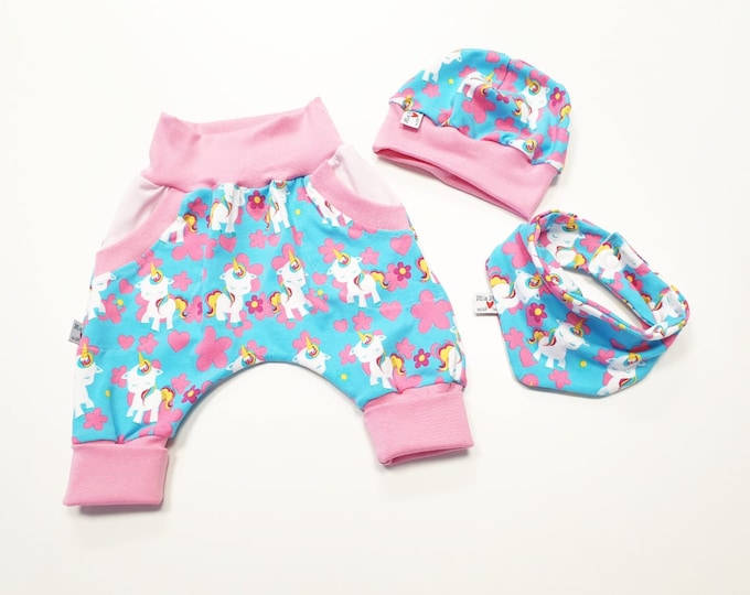 Pump pants individually or in a set of baby child designer unicorn from Atelier MiaMia