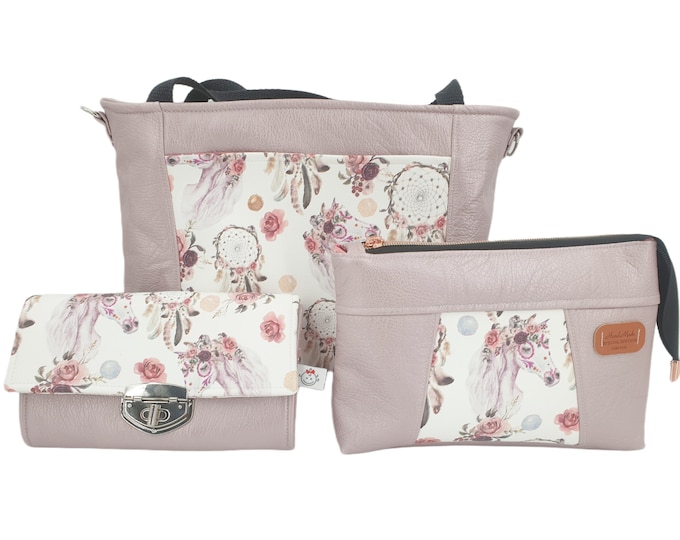 Handbag or set metallic pink unicorn by Atelier MiaMia