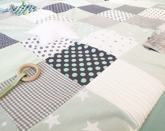 NEW ELEMENTS ***Cuddly and adventure blanket*** //ED 66 mint, striped dots stars by Atelier MiaMia