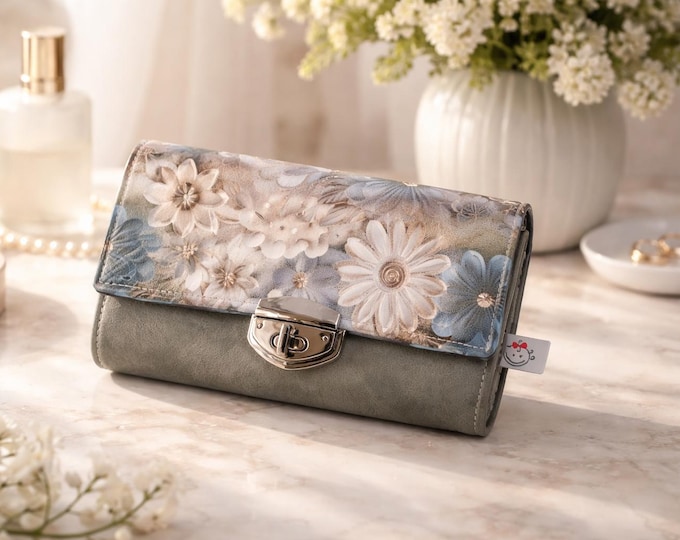 Geldbörse, Damengeldbörse, Clutch Blumen 3D von Atelier MiaMia