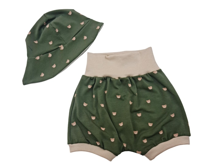Baby Summer Set | Handmade Bloomers & Hat | Baby Shorts with Hat | Newborn Gift | Handmade from Cotton Jersey