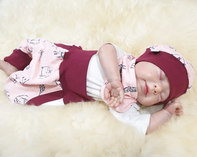 Pump pants individually or in a set baby child designer foxes pink from Atelier MiaMia