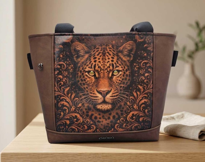 Handmade Leopard Print Bag & Wallet Set – Water-Repellent Faux Leather – Women's Handbag with Leopard Print Design – MiaMia