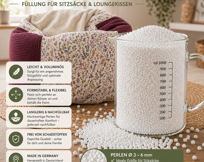 Sitzsack Perlen – hochwertige EPS Füllung (3–6 mm)