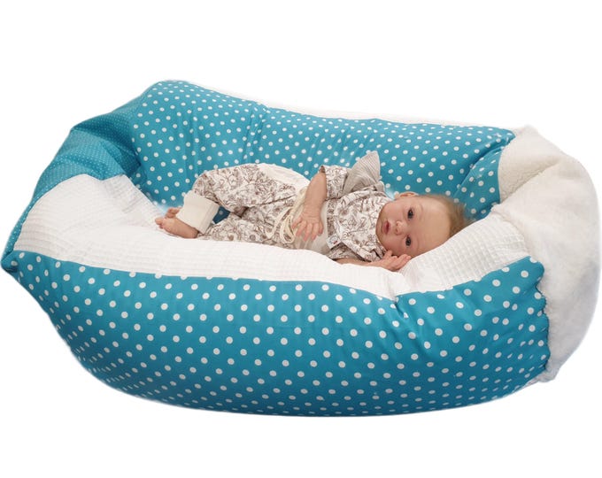 Children's beanbag, stabilizing cushion turquoise fabric selection by Atelier MiaMia