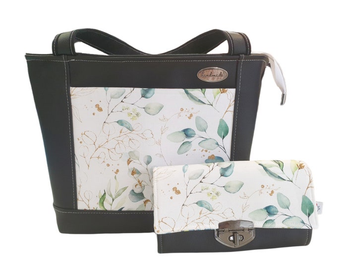 Handbag or set black eucalyptus by Atelier MiaMia