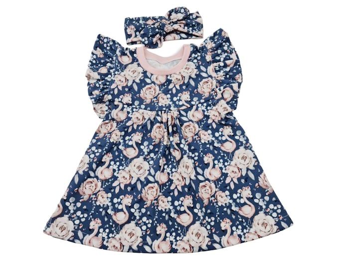 Short-sleeved dress Flamingos by Atelier MiaMia