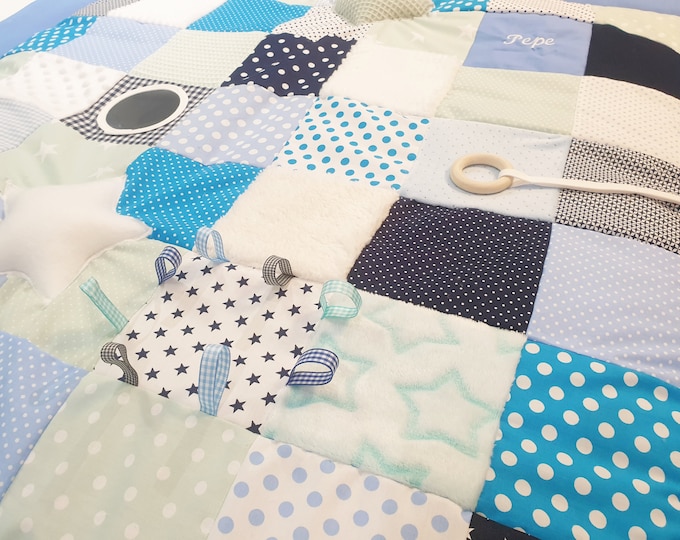 NEW ELEMENTS ***Cuddly and adventure blanket*** //blue/turquoise/mint from Atelier MiaMia