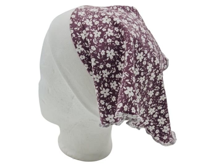 Baby headscarf summer | Handmade children's headscarf with floral pattern | Lightweight jersey headscarf for girls | Handmade sun protection