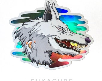 Inspired - Wolf God - Holographic sticker -Fanart