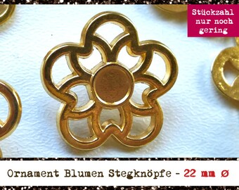 Gold Colored Ornament Flowers Metal Buttons