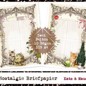 Nostalgisches Briefpapier Set Katz & Maus Bild 1