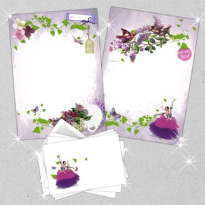 Briefpapier Set, tanzende Ballerina, Flieder