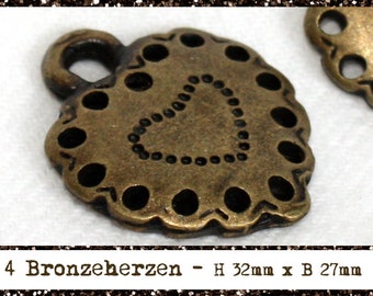 Bronze Heart Pendant Charms