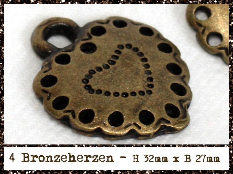 Pendentifs de coeur de bronze Charms image 1