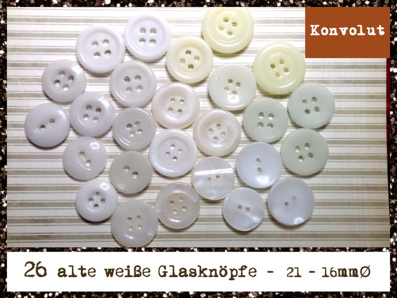 Convolute White Vintage Glass buttons image 1