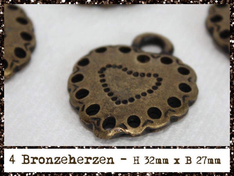 Pendentifs de coeur de bronze Charms image 2