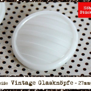 Large White Vintage Glass Buttons with Stripes image 1